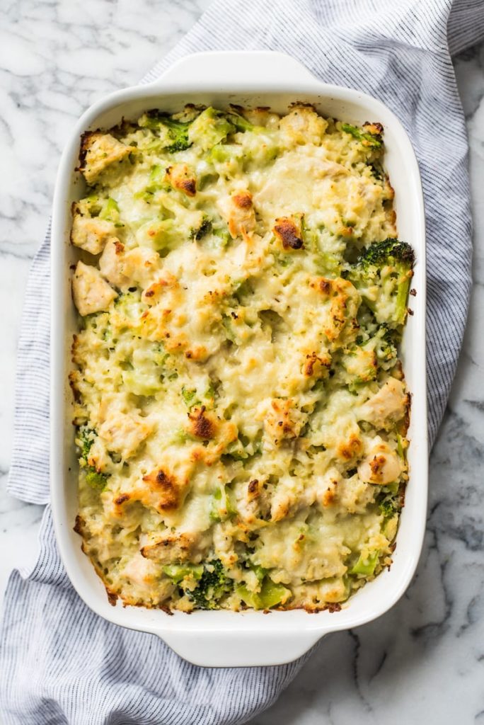 Cauliflower rice and broccoli casserole