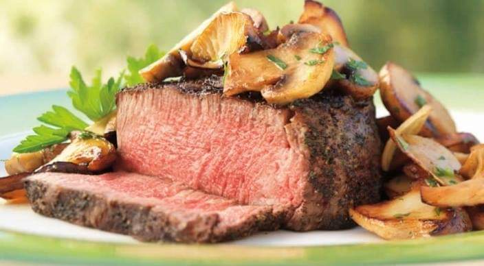 Tea-Rubbed Filet Mignon Steaks with Buttery Mushrooms