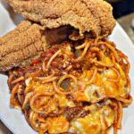 Saucy Spaghetti with Crispy Fried Chicken