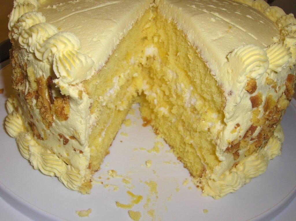Lemon cake with lemon filling and lemon butter frosting
