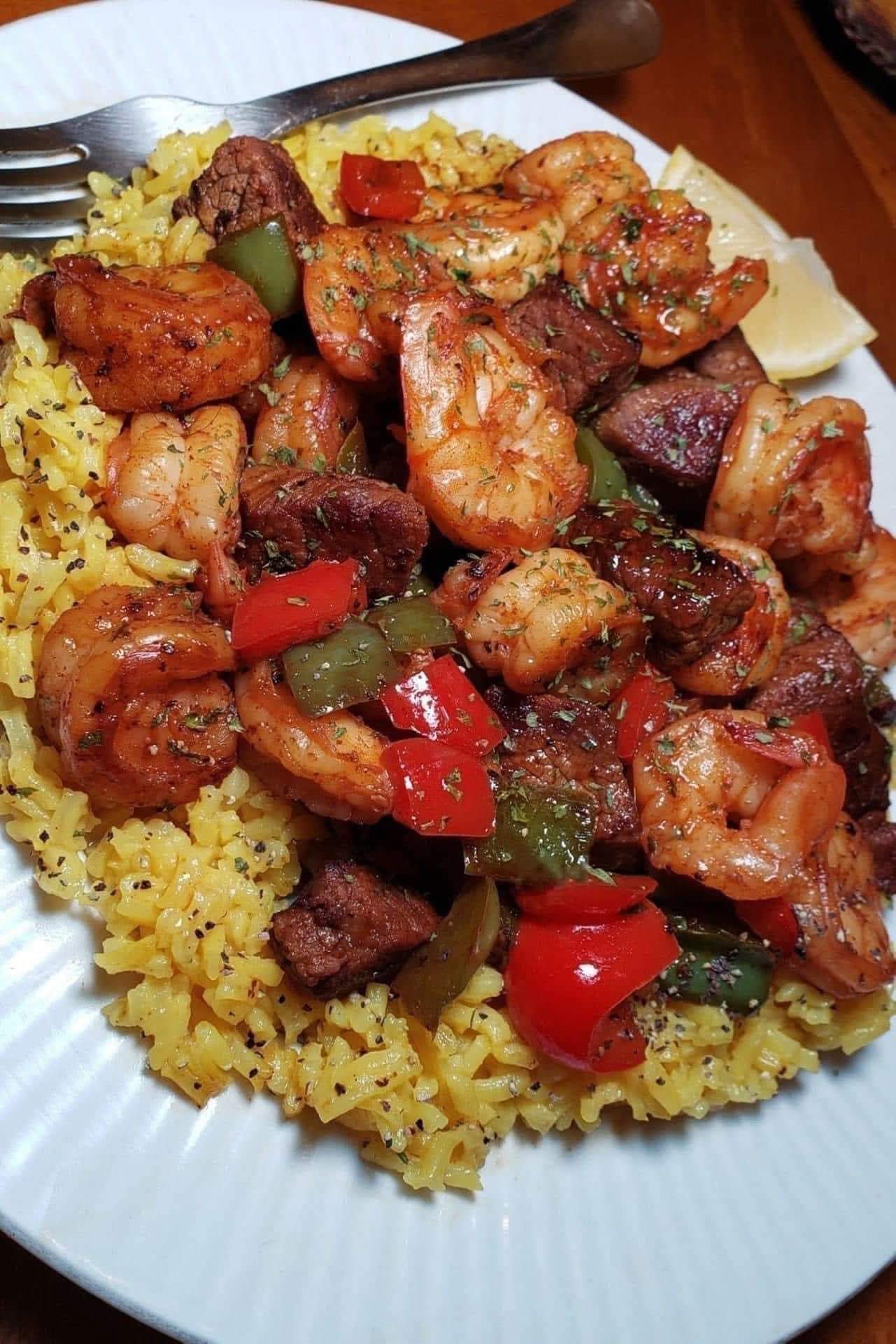 Rice lemon shrimp