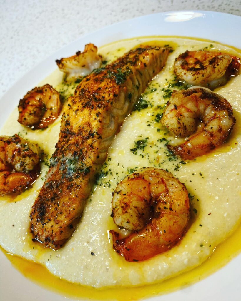 Salmon & Shrimp over Grits🤞🏾