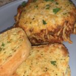 Baked spaghetti & garlic bread