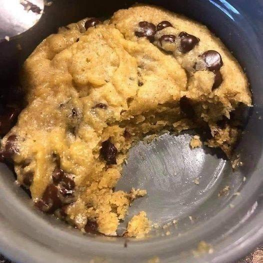 Chocolate chip cookie in a mug
