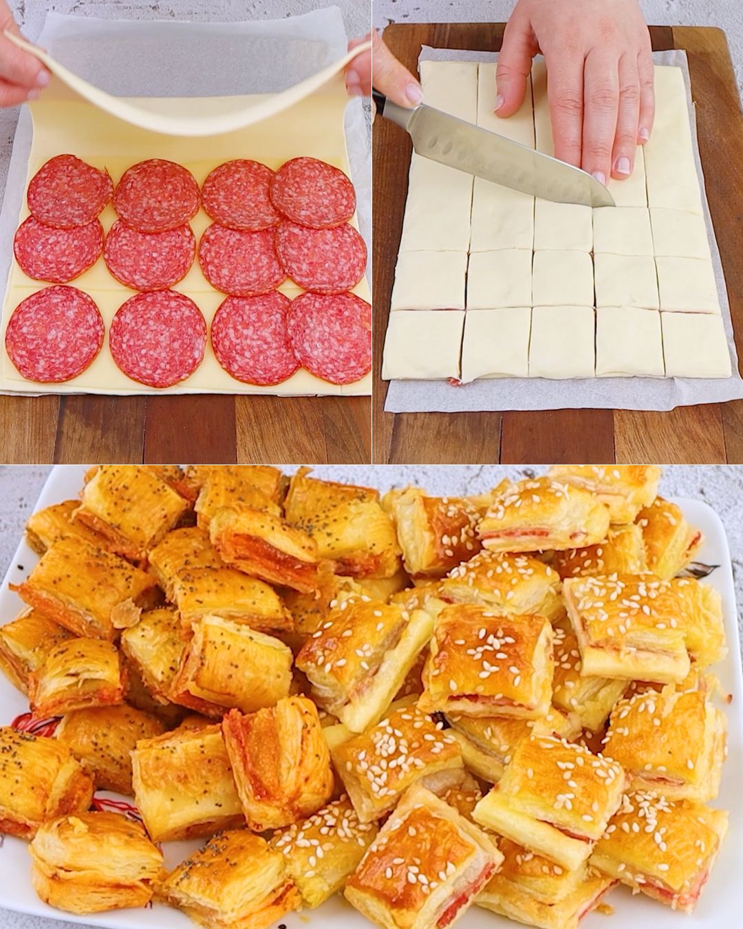 Keto Pastry squares: two flavors for a tantalizing aperitif!