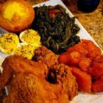Fried Chicken Wings, Candied Yams, Deviled Eggs & Collard Greens