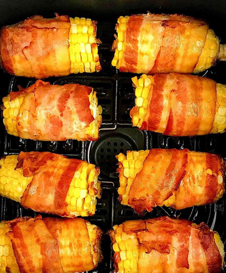 Air fryer bacon wrapped corn on the cob