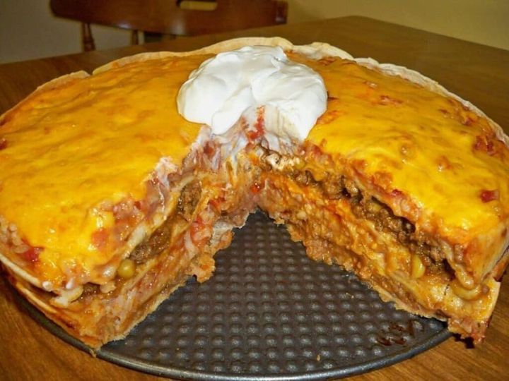 air fryer Layered Taco Pie Cake