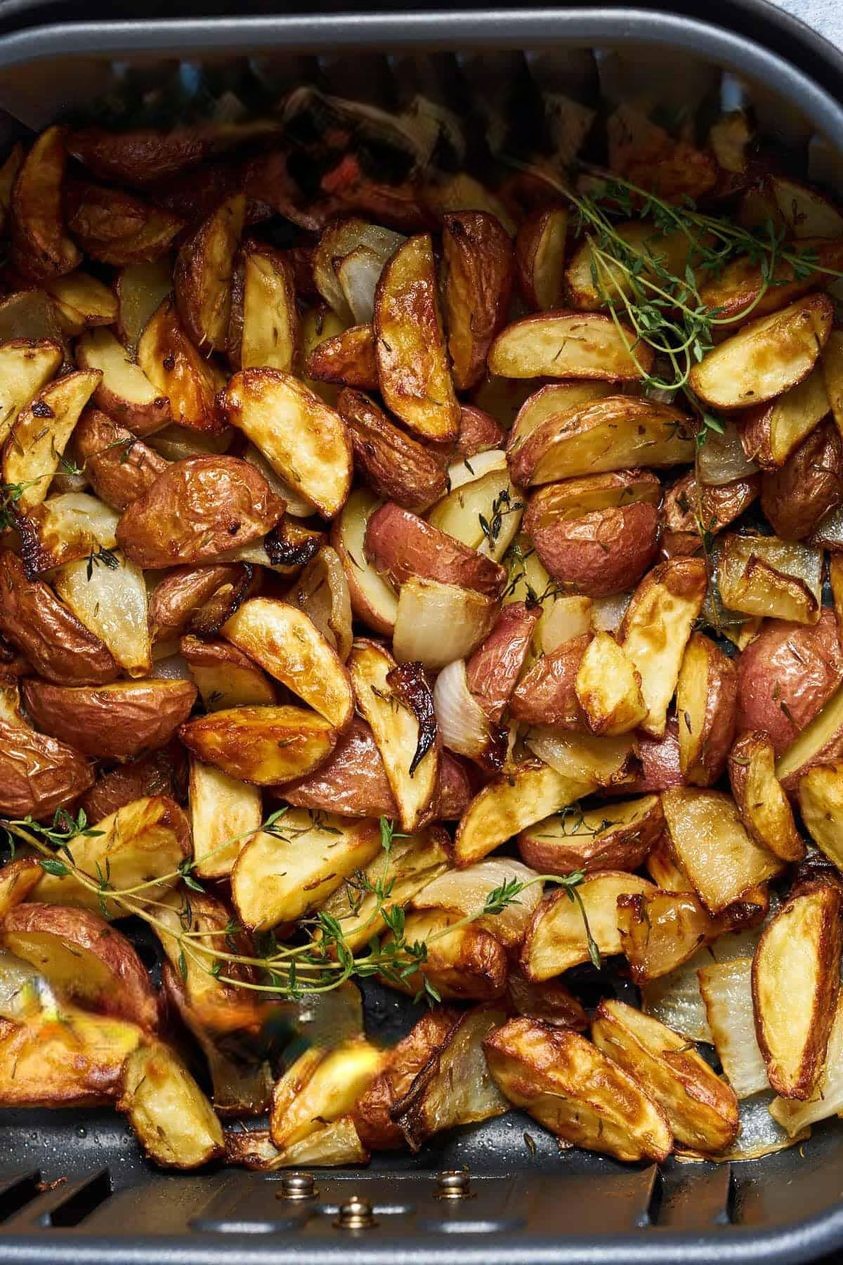 Air fryer onion potatoes made with Lipton onion soup mix recipe