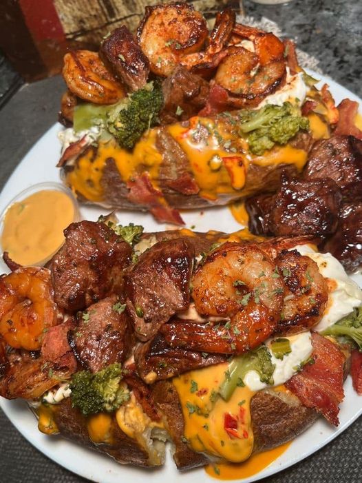 Surf and Turf baked potatoes