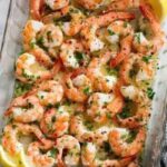 Baked shrimp in lemony garlic sauce