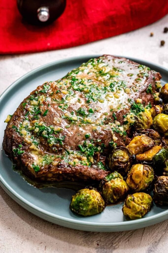 Air Fryer Steaks with Garlic Butter