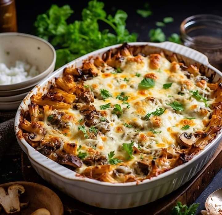 Mushroom baked pasta