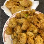 FRIED OKRA WITH GREEN TOMATOES