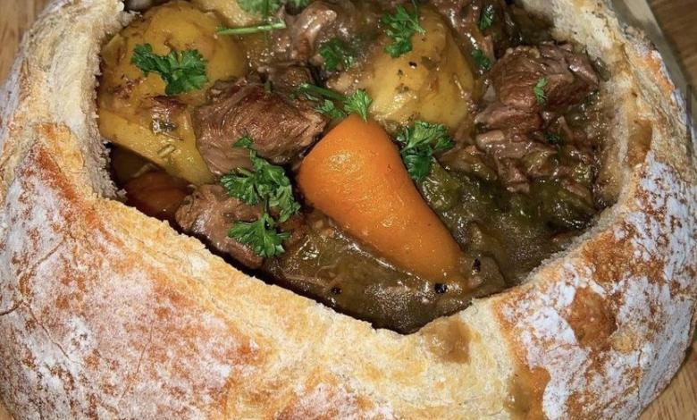 Beef Stew in a Bread Bowl