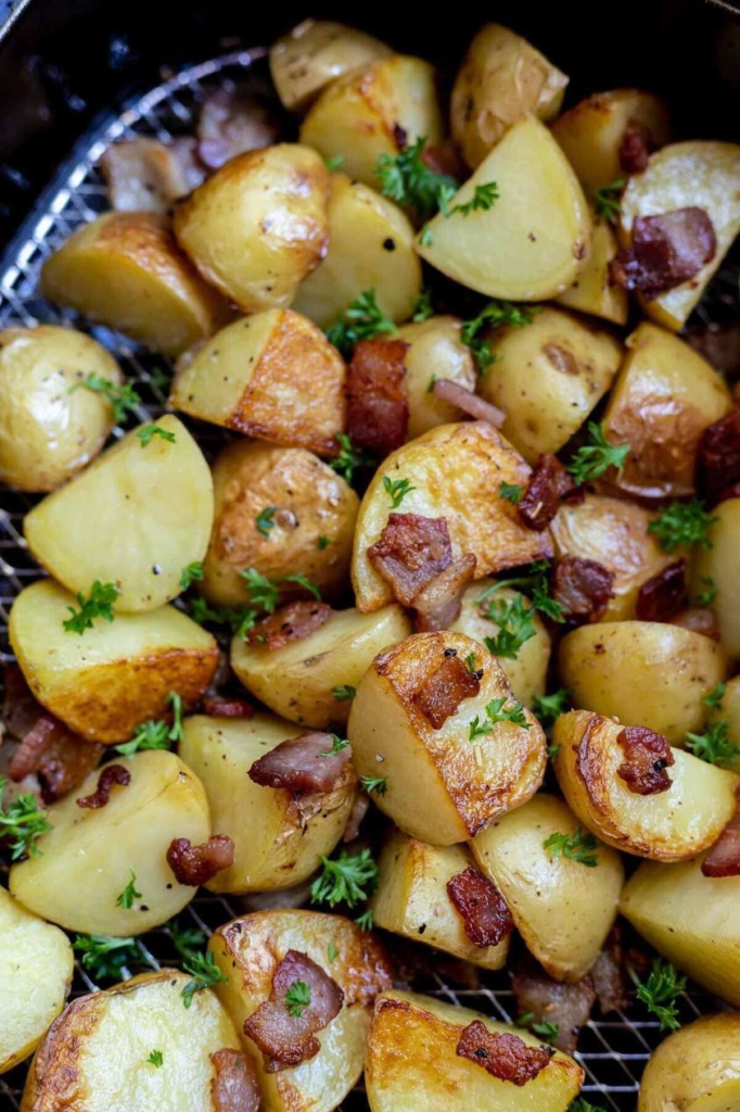 Air Fryer Roasted Potatoes and Bacon