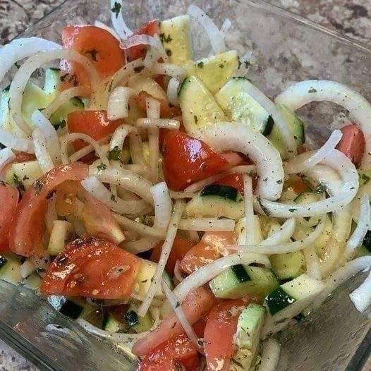 CUCUMBER, ONION, AND TOMATO SALAD