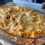 Keto Pasta casserole with bacon and cheddar cheese