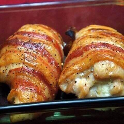 BACON WRAPPED CREAM CHEESE STUFFED CHICKEN BREAST