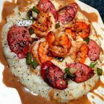 Seared Shrimp & Sausage over Thai Sauced Grits