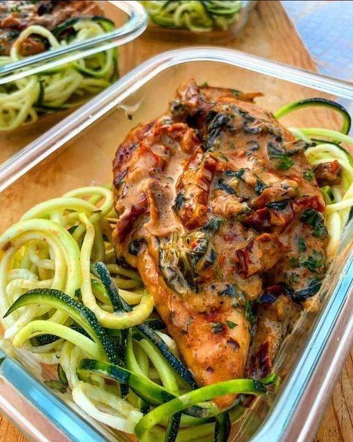 Keto Creamy Tuscan Chicken and Zoodles