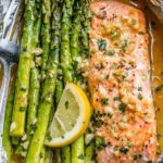 Keto Foil Salmon and Asparagus in Garlic Sauce