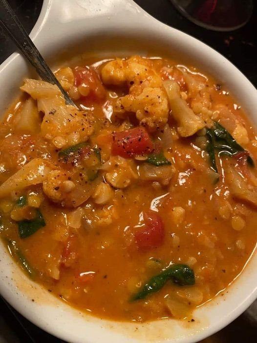 Vegan Lentil & Cauliflower Coconut curry stew