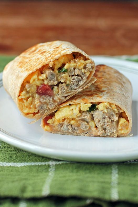 Turkey Sausage Breakfast Burritos