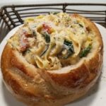 Vegan Fettuccine Alfredo Bread Bowl