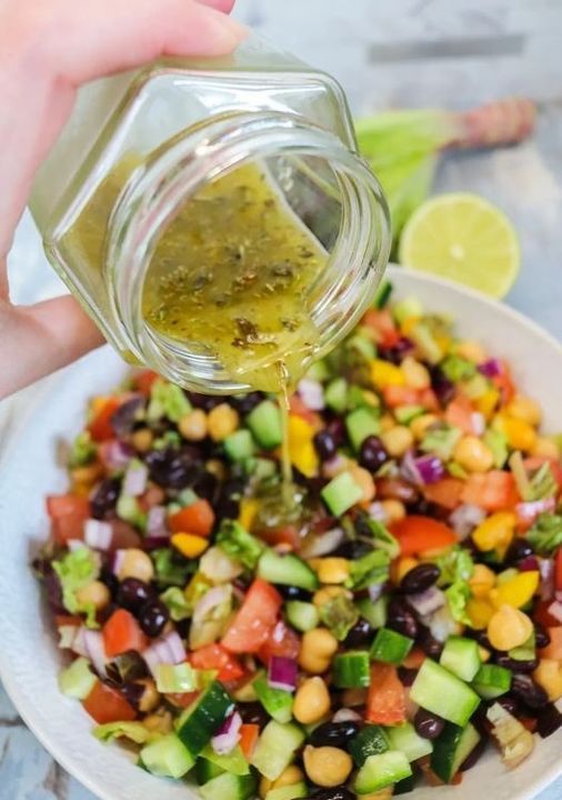 Vegan Middle Eastern Chickpea & Black Bean Salad