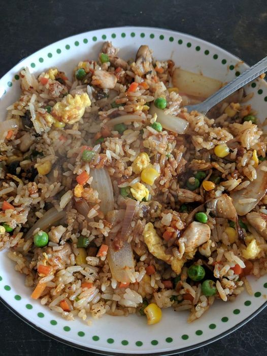 Air Fryer Fried Rice with Chicken and Veggie