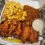 Chicken Wings, Baked Beans Mac & Cheese