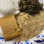 VEGAN RICE GREENS AND CORNBREAD WITH LIMA BEANS