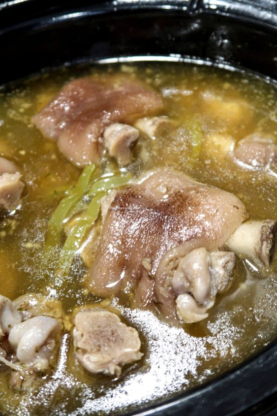 Southern style pigs feet cooked in the slow cooker