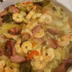 Keto Fried cabbage with sausage and shrimp