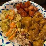 Curry Jackfruit Rice & Peas Cabbage Yam