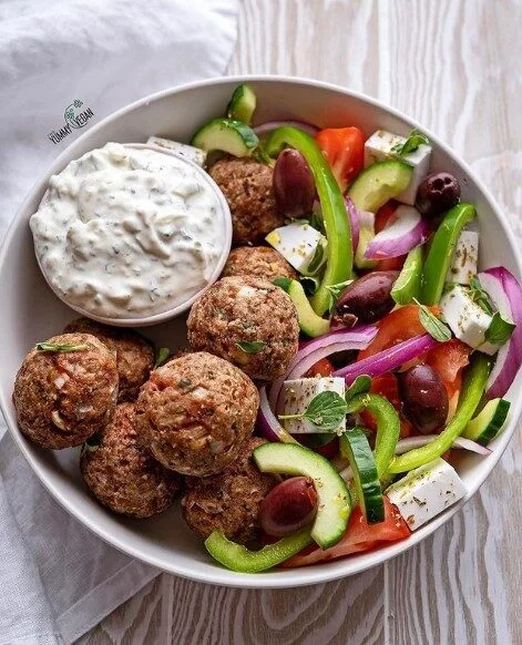 Vegan Greek Meatballs with Tzatziki