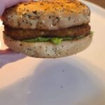 VEGAN EVERYTHING BAGEL WITH AVOCADO AND A HASHBROWN