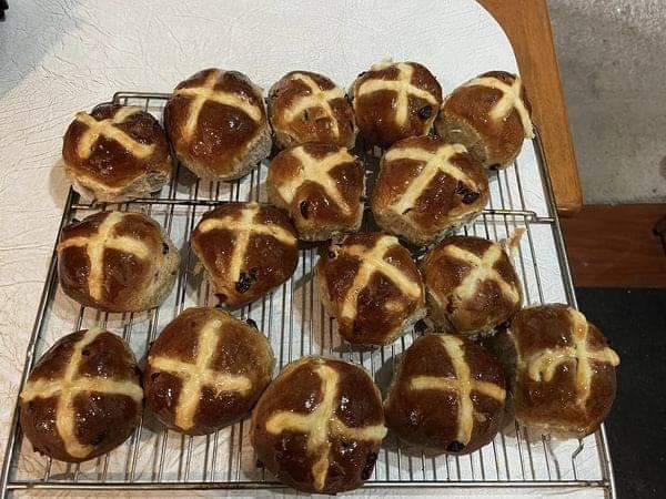 Homemade hot cross buns