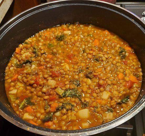 Vegan brown lentil soup