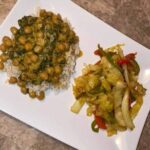 Chickpea curry with fried cabbage