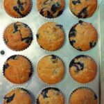 Freshly baked vegan blueberry banana muffins