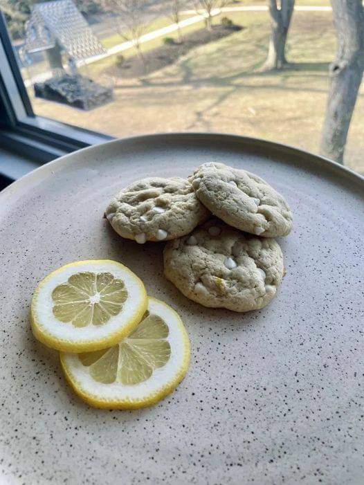 Vegan lemon white chocolate cookies