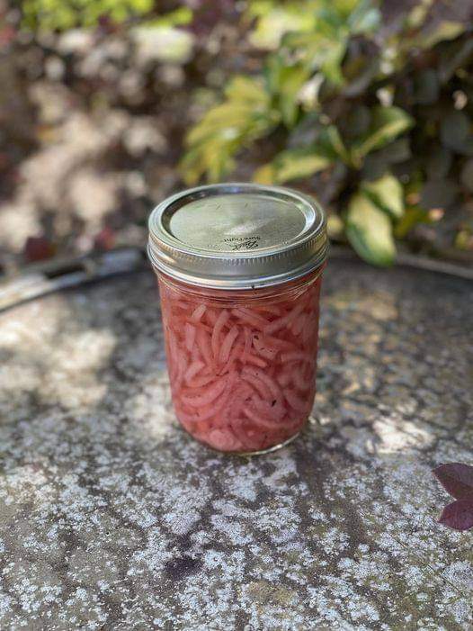 VEGAN PICKLED RED ONIONS.