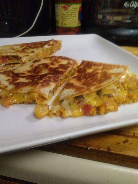 Vegan Buffalo Chickpea Quesadilla