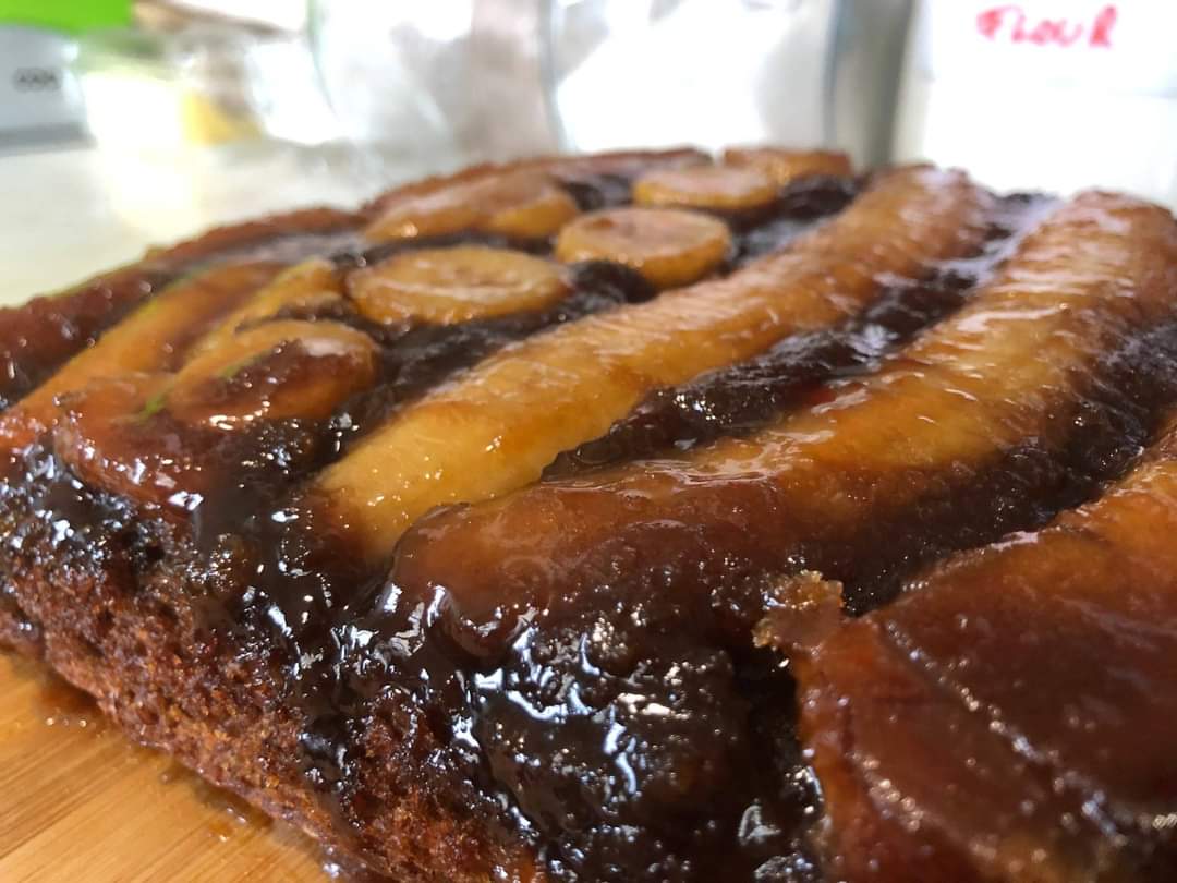 Vegan Banana-Caramel-Espresso Upside Down Cake