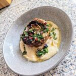 Miso mushroom, chimichurri and butter bean and roasted garlic puree