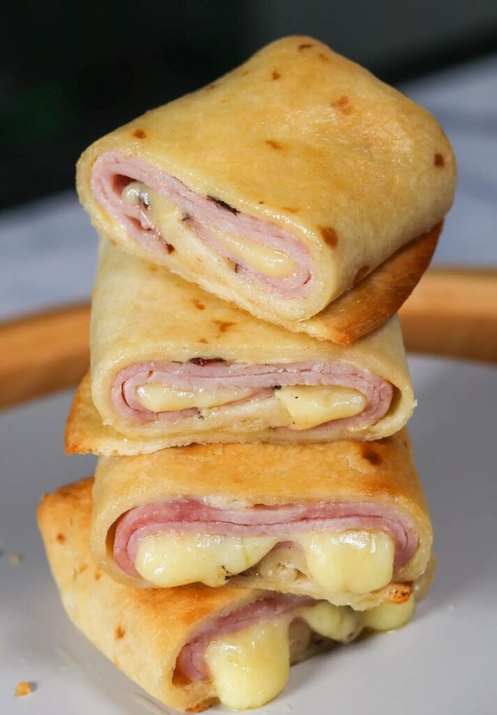 Air Fryer Hot Ham and Cheese Wraps: