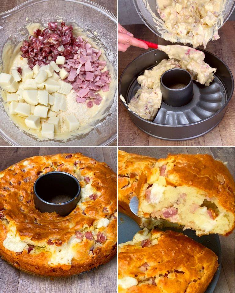 Air Fryer Savory Ham and Cheese Cake