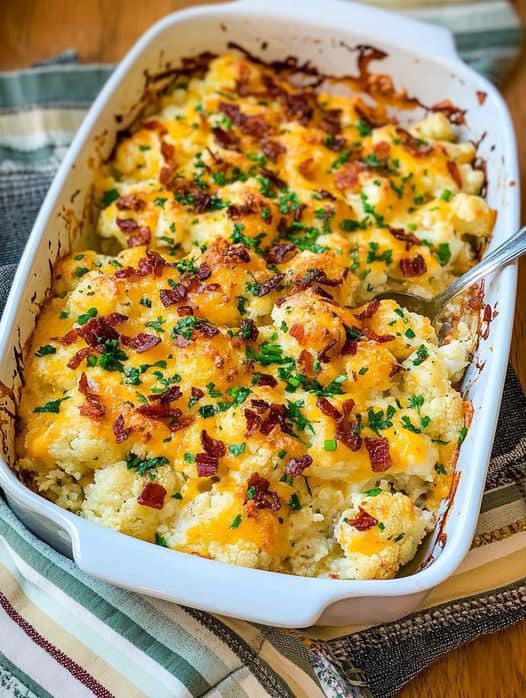 Keto Loaded Cauliflower Casserole